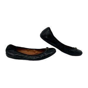 Diane Von Furstenberg Black Leather Flats | Classic Style